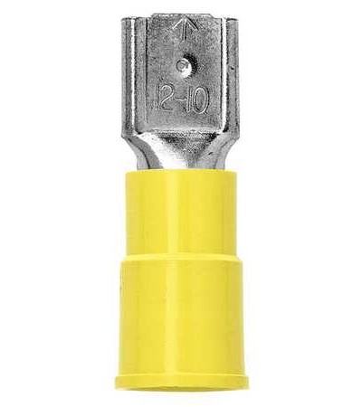 50pc 10-12 AWG 4-6mm Insulated Female Spade Wire Crimp Terminal Connector Yellow 
