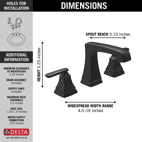Products B7091, Delta Faucet, Delta 3564BLMPUDST Ashlyn Two Handle