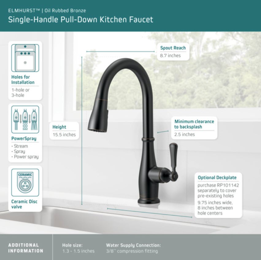 Products | D7042, Delta Faucet, Peerless P7965LF-OB Elmhurst Pull-Down ...