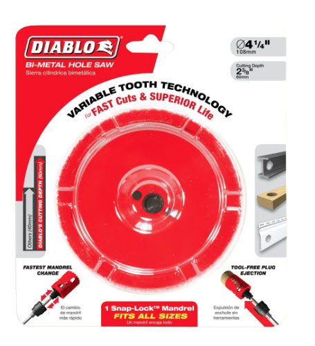 Products | T7225, Freud Tools, Diablo DHS4125 Bi-Metal Hole Saw, 4