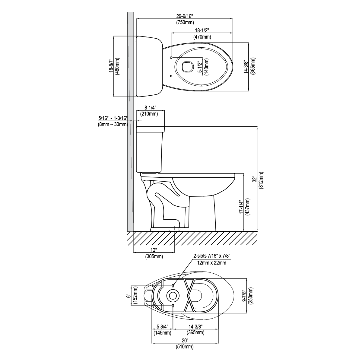 MT000T01 Two-Piece Toilet Manual, image size:1200x1200